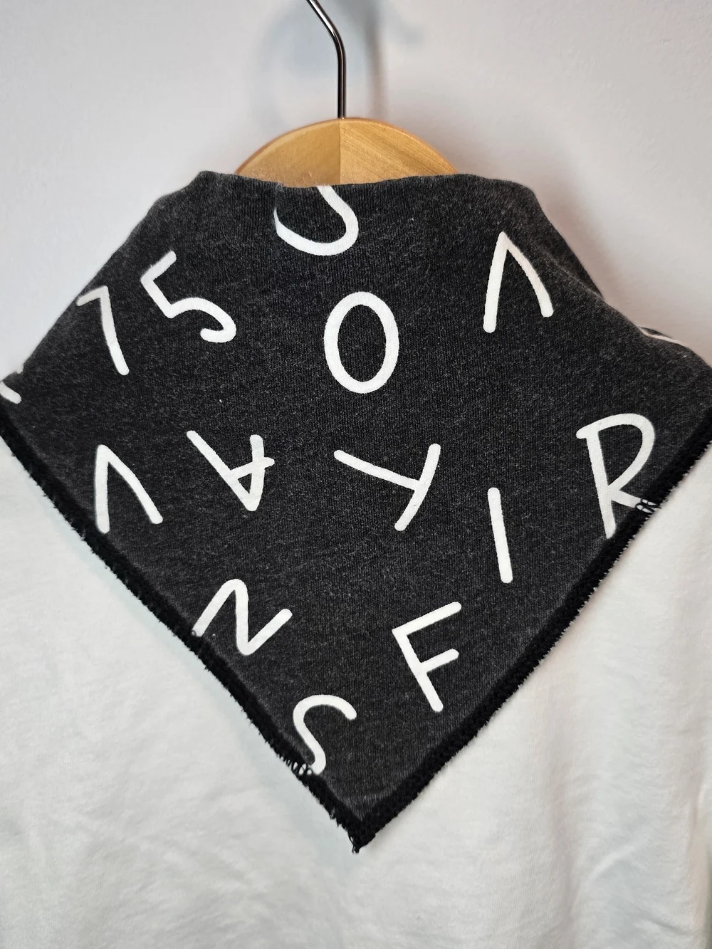 3 For $12 Kids Black Letter-Print Bandana Bib Scarf. Absorbent Cotton.